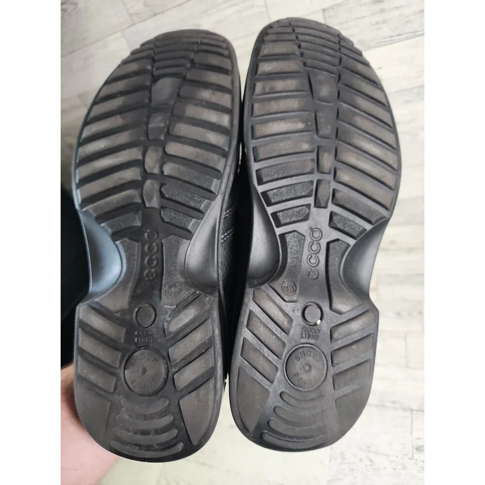 Ecco Oxford Black Leather Shoes Lace Up Derby Casual Comfort Mens 9-9.5 Euro 43